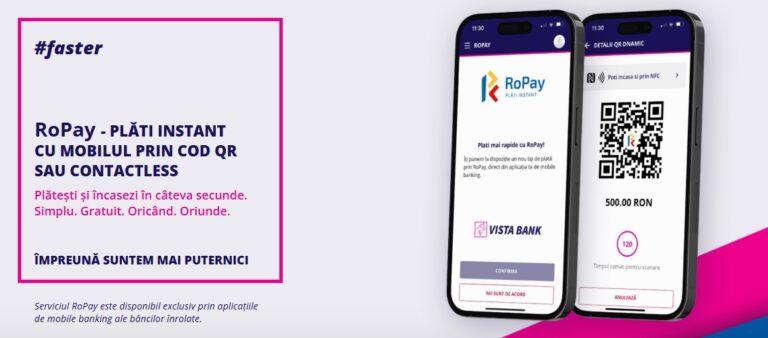 Vista Bank lansează, în premieră națională, plățile instant RoPay Contactless între persoane fizice