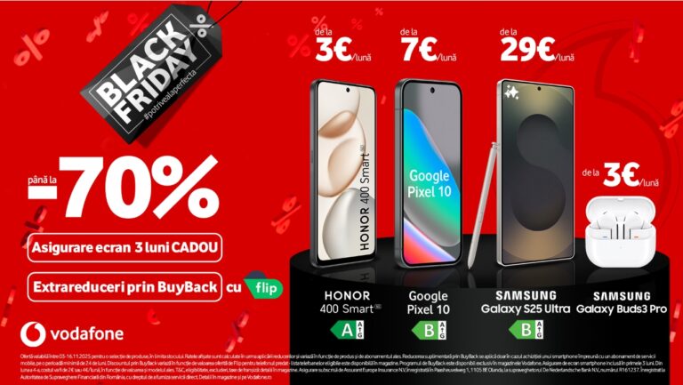 Google Pixel 10 și Motorola G86 Power au discount de 70% de Black Friday, la Vodafone