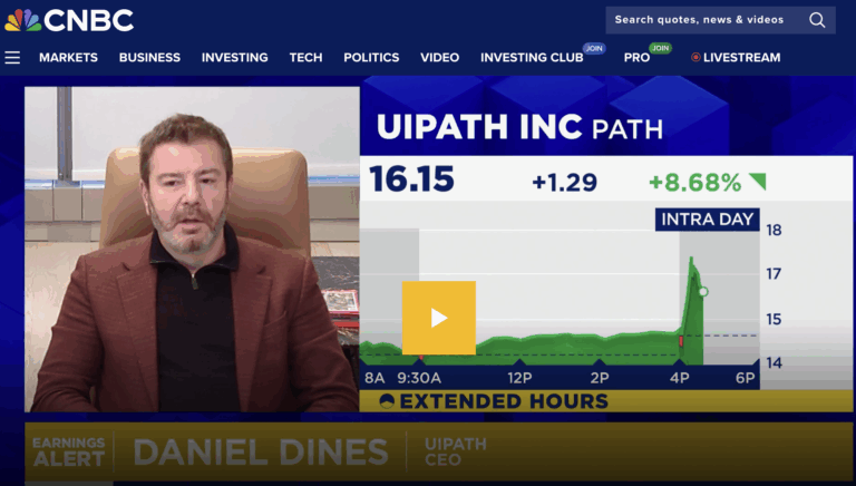 Daniel Dines, UiPath, la CNBC: AI-ul este suficient de matur pentru a produce câştiguri solide în industrie. Nu avem neapărat nevoie de un salt uriaş în îmbunătăţirea AI