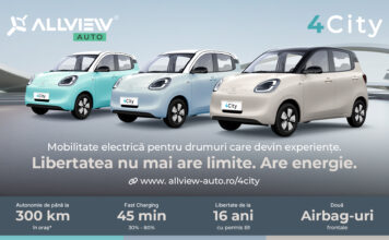 4City de la Allview Auto: prima mașină electrică urbană, cu autonomie de până la 300 km, care poate fi condusă de la 16 ani